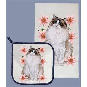 212 MAIN Pipsqueak Productions Quilted Cotton Kitchen Towel + Pot Holder Set - Decorative, Absorbent Home Care Essential for Gifting, Cleaning, Gift