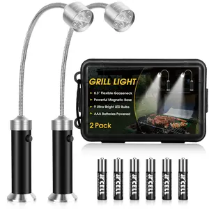 Must Have BBQ Accessories - [2 Pack] Waterproof & Heat Resistant Grill Light, 360° Gooseneck, Magnetic Work Light for Camping, Cooking, Fishing - Gift Box, Batteries Included