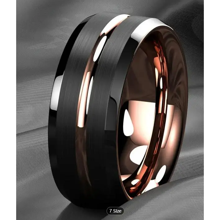8MM black + inner hole rose gold