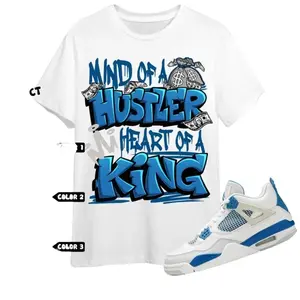 AJ 4 Industrial Blue Unisex T-Shirt, Hustler Heart King, Shirt In Royal To Match, Anniversary gift, High Quality, Gift for friends, Trending Shirt, Many Colors Size S To XL, gift for fans, crewneck, tiktokshop