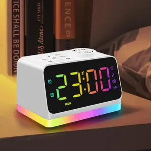 Digital  Clock with FM Radio for Bedroom, 8 Colors Night Light with 2  Port, Sleep Sound Machines with Timer,  , Loud  and Easy to Use for Seniors and  as