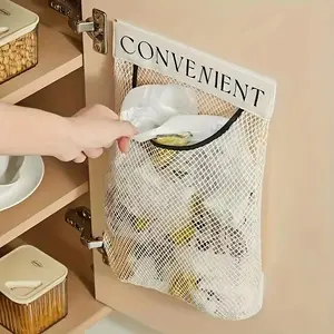 Wall Mounted Storage Bag, 1 Count Large Capacity Mesh Hanging Storage Bag, Reusable Household Door Back Storage Bag for Kitchen Tool Storage, Organiser, Organizer