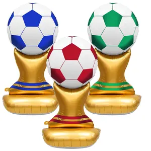3 Pcs Large Standing Soccer Ball Foil Balloons Sports-Themed Birthday Party Decorations Kit