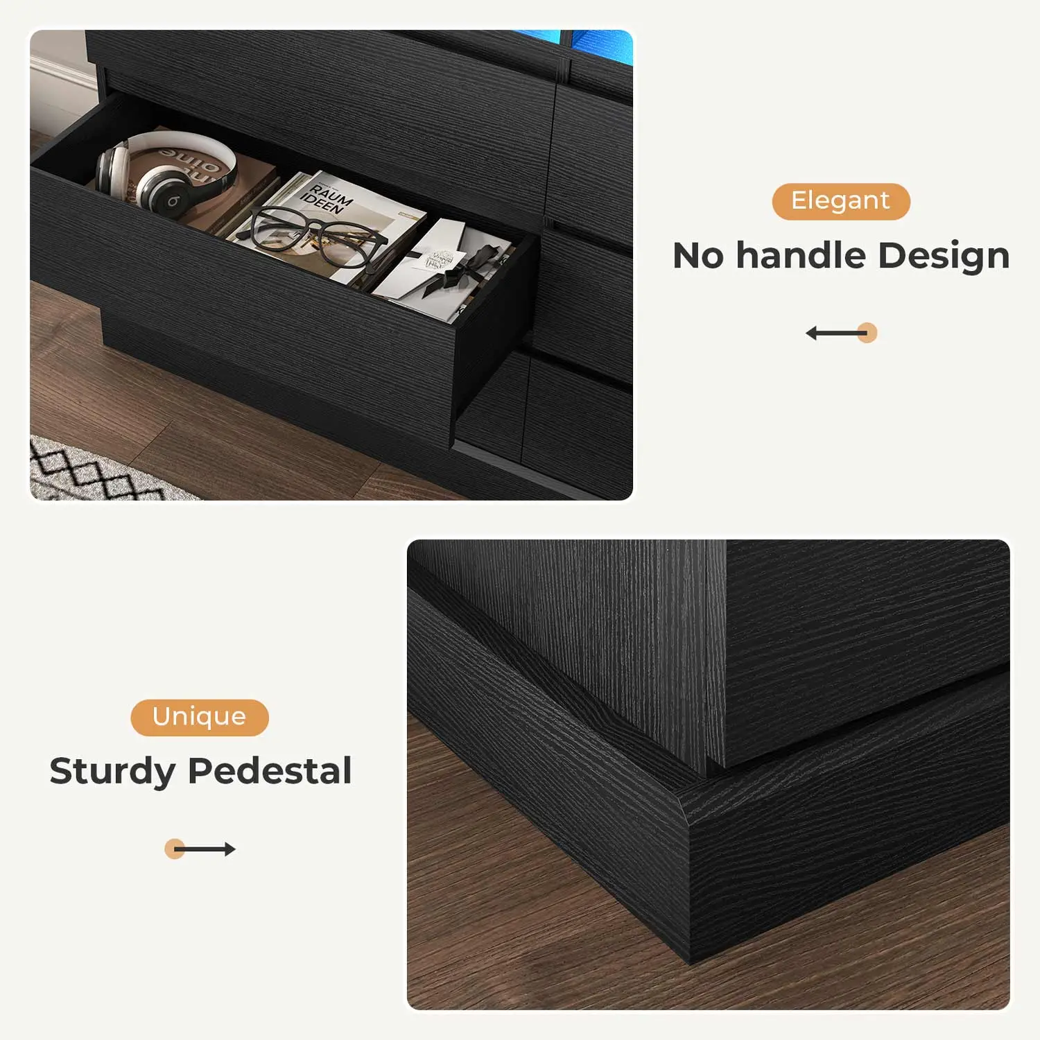 Sikaic 6 Drawers Dresser with LED Lights Charging Station Black - TikTok Shop Sikaic 6 Drawers Dresser with LED Lights Charging Station Black - TikTok Shop