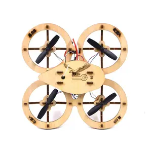 Assembled wooden remote control drone, four-axis mini aircraft, educational toy, teaching model airplane