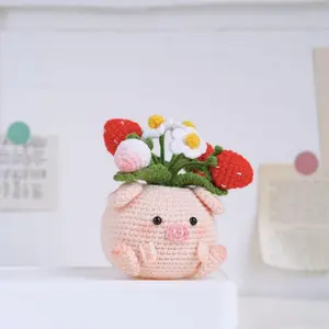 Blossom Critter Pots Crochet Patterns Bundle | Sunflower Bear Pattern, Strawberry Pig Pattern, Myosotis Bunny Pattern, Daisy Cat Pattern