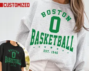 Customized Boston Celtic Crewneck Sweatshirt T-shirt Celtics Sweater Celtics T-shirt Boston Basketball Fan Shirt Vintage Boston Shirt