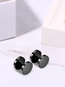 3Pairs 3mm-12mm Screw Stud Earrings Jewelry Mens Stainless Steel Cheater Fake Ear Plugs Gauges Illusion Tunnel, Black/Silver/Gold