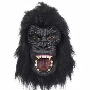 Gorilla mask novelty latex monkey head mask, adult open gorilla head mask for Halloween party makeup ball (black)