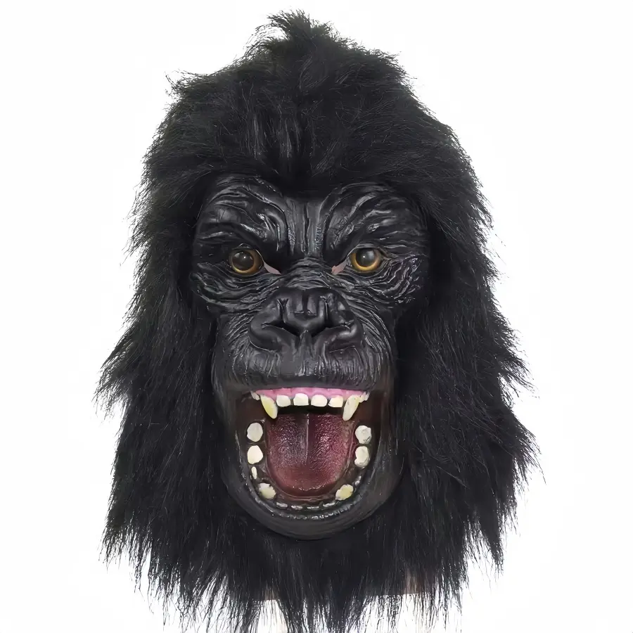 Gorilla mask novelty latex monkey head mask, adult open gorilla head mask for Halloween party makeup ball (black)