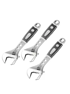 AIRAJ 3-piece ratcheting wrench set, 8", 10", and 12" multifunctional wide-opening plumbing wrenches with laser markings, rubber-coated handles for non-slip grip and wear resistance