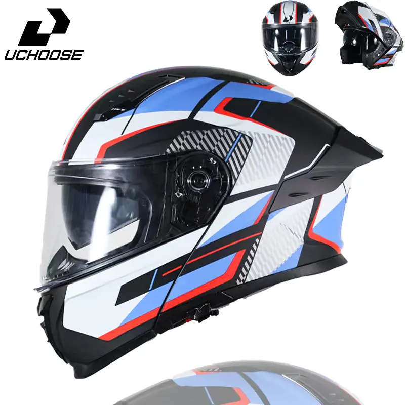 Modular Motorcycle Helmet DOT Approved Flip Up Full Face Helmet with Internal Sun Visor Dual Visor Adult Men Women Street Bike Helmet
