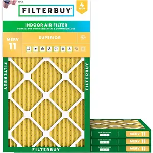 Filterbuy 12.75x21x1 Air Filter (4-Pack), Pleated MERV 11 Allergen Defense HVAC AC Furnace Air Filters (Actual Size: 12.75 x 21.00 x 1.00 Inches)