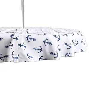 Design Imports 60" Anchors Print Round Outdoor Tablecloth with Zipper