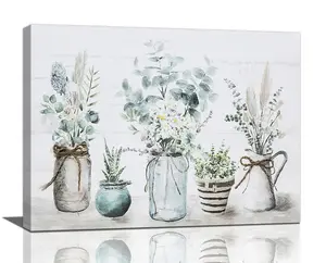 Bathroom Wall Art Botanical Flower Pictures Wall Decor Floral Canvas Prints Framed Artwork Paintings Home Decorations For Bathroom Laundry Room Bedroom Living Room