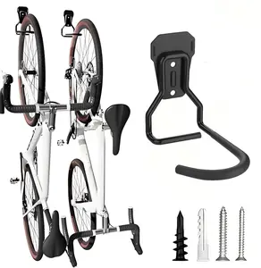 Wall-Mounted Bike Hook | Garage-Specific Bike Hook | Indoor Vertical Bike Rack | 8mm Thick Steel Frame | Single-Piece Heavy-Duty Storage System | Black