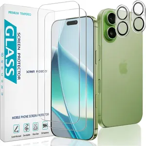 2 Pack Screen Protector for  17 (6.3 Inch) with 2 Pack Camera Lens Protector, 9H Tempered Glass, Anti Scratch, Bubble Free