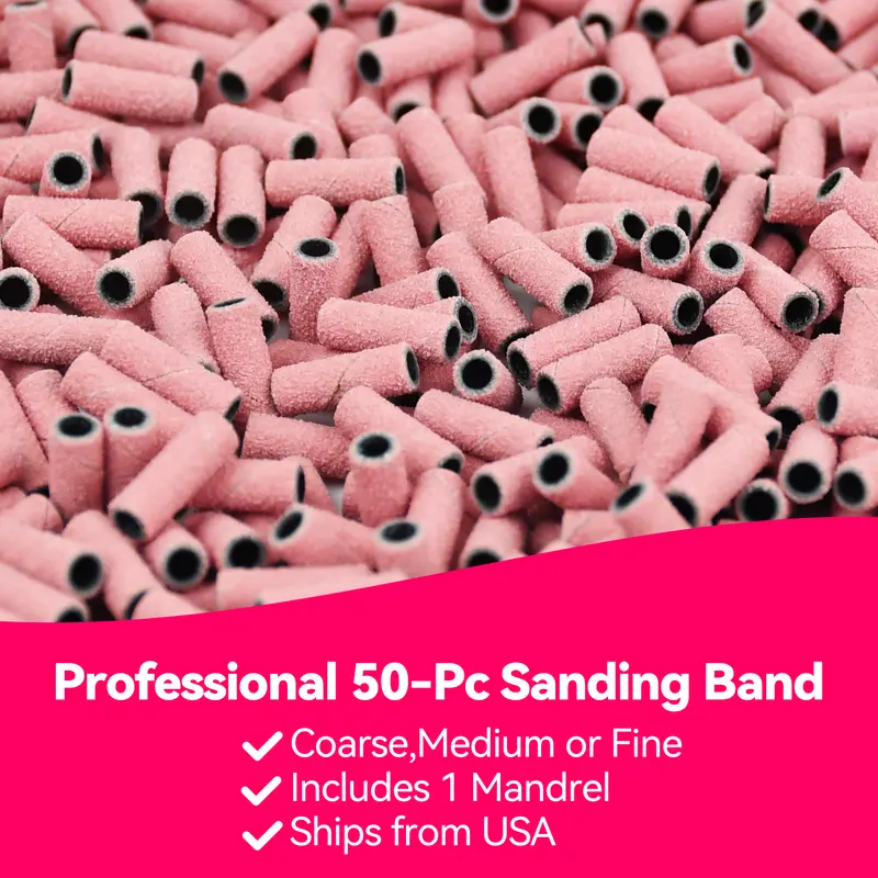 3mm Sanding Bands Nail Care Tool - Consistent Coarse/Medium/Fine Grit (Single Grit Per Box), Extra Long Size Acrylic Drill Bits, For Drill Use, Salon Nail Supply Accessories, USA Stock, Smooth Finish Adult Manicure