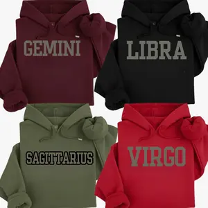 Minimalist Zodiac Hoodie – Astrology Sign Crewneck for Men and Women, Aries, Taurus, Gemini, Cancer, Leo, Virgo, Libra, Scorpio Cozy Horoscope Pullover with Bold College Letter Design, Perfect Gift for Zodiac Lovers K44