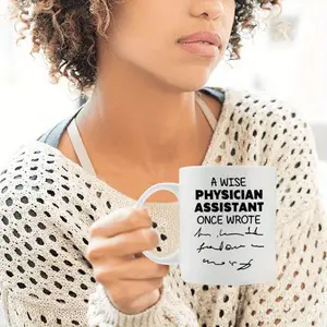 1pc 11oz Coffee Mug - "A Wise Physician Assistant Once Wrote" Funny Doctor-Style Prescription Design, Dishwasher-Safe Humorous Gift for PAs, Christmas & Birthdays, Unisex for Men & Women, Coffee Cup, Birthday Present, Witty Quote, Highquality Finish, Medi