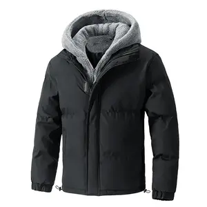 Men’s Plus-Size Winter Outerwear — Fleece Cotton Hooded Jacket, Warm Cold-Resistant Padded Coat for Daily and Outdoor Wear; Stylish Jackets, Heated Jackets, Zip Jackets, Winter Clothing