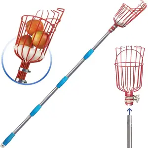Fruit Picker Tool, Fruit Picker Pole with Basket Height Adjustable - 8FT Mango Lemon Orange Apple Picker - Fruits Catcher Tree Picker for Getting Fruits