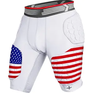 Elite 5-Pad Adult Football Girdle for Men with Cup Pocket, Padded Compression Shorts with Integrated , Thigh,  Pads, Men's Girdle Football