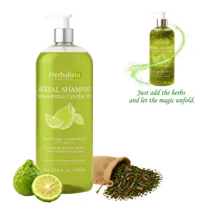 Herbalista Viral Bergamot Herbal Shampoo 1000ml (33 fl oz) – With 7 Extracts: Rosemary, Ginger, Anise, Green Tea, Horsetail & Cinnamon – Add the Herbal Bag to Activate Benefits – Natural & Handcrafted