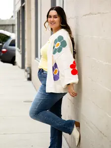 J.NNA Flower Power Oversized Knitted Cardigan