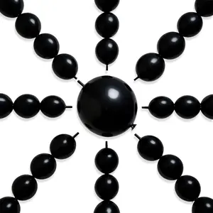 PartyWoo Black Linking Balloons 100pcs 6 Inch Black Link Balloons for Birthday Wedding Anniversary Graduation Bachelorette Engagement Bridal Shower Retirement Party Decorations Black-Y18