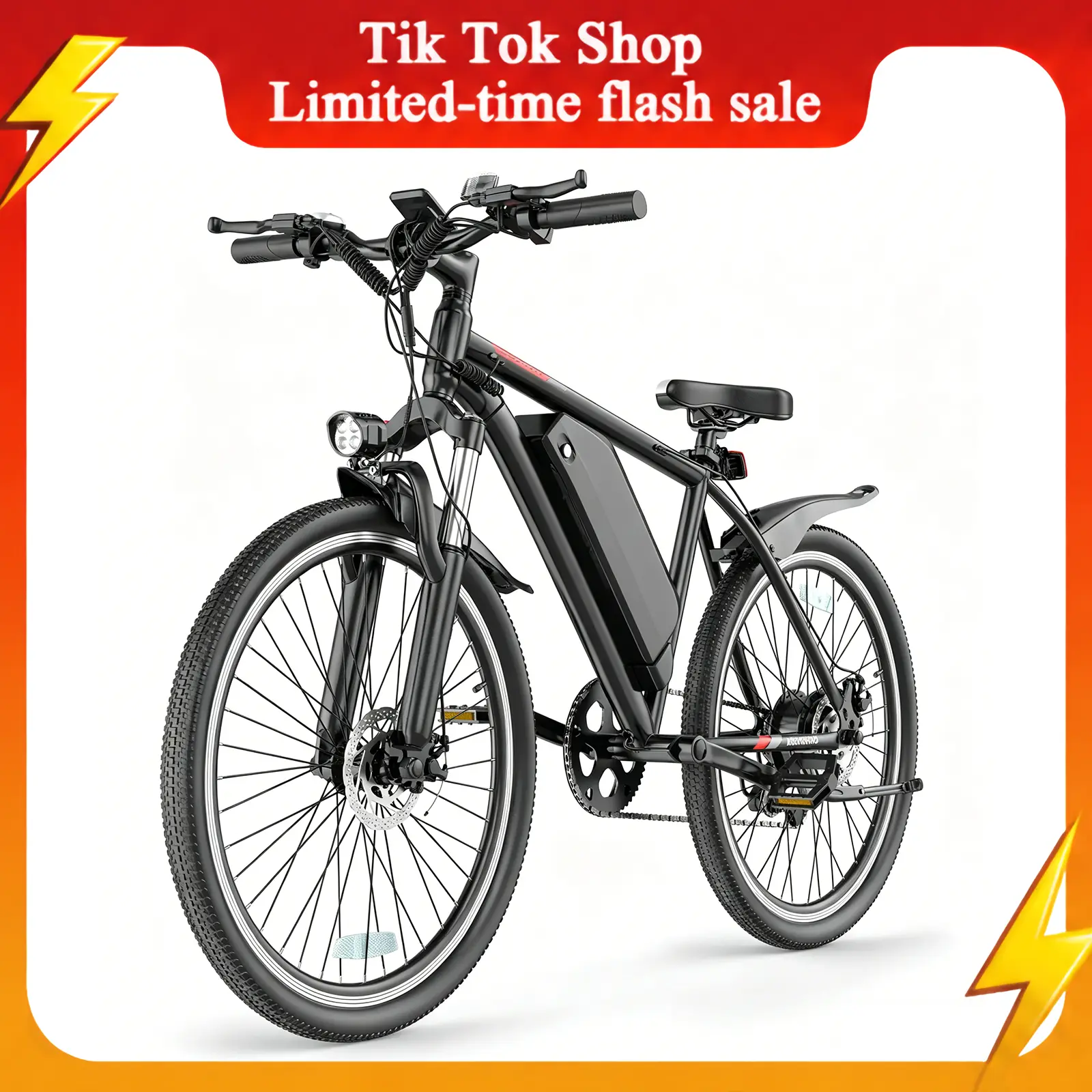 Adult Electric Mountain Ebikes - 350W Brushless Motor (750W Peak), 48V Removable Battery, 30-55 mi Range, 22 MPH Max Speed, 26-Inch Off-Road Tires, 21-Speed Gearing, Dual Disc Brakes, 5-Level Pedal Assist Modes, LED Lighting, 330 lb Max Load Capacity