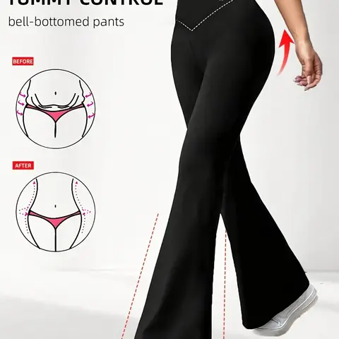 Women's High-Waisted Stretch Flare Pants, Ultra-Soft Cross Design, Butt-Lifting Yoga & Commuter Wear, Casual Daily Use, Crossover Yoga Pants, Flared Yoga Bottoms, High Waist Activewear