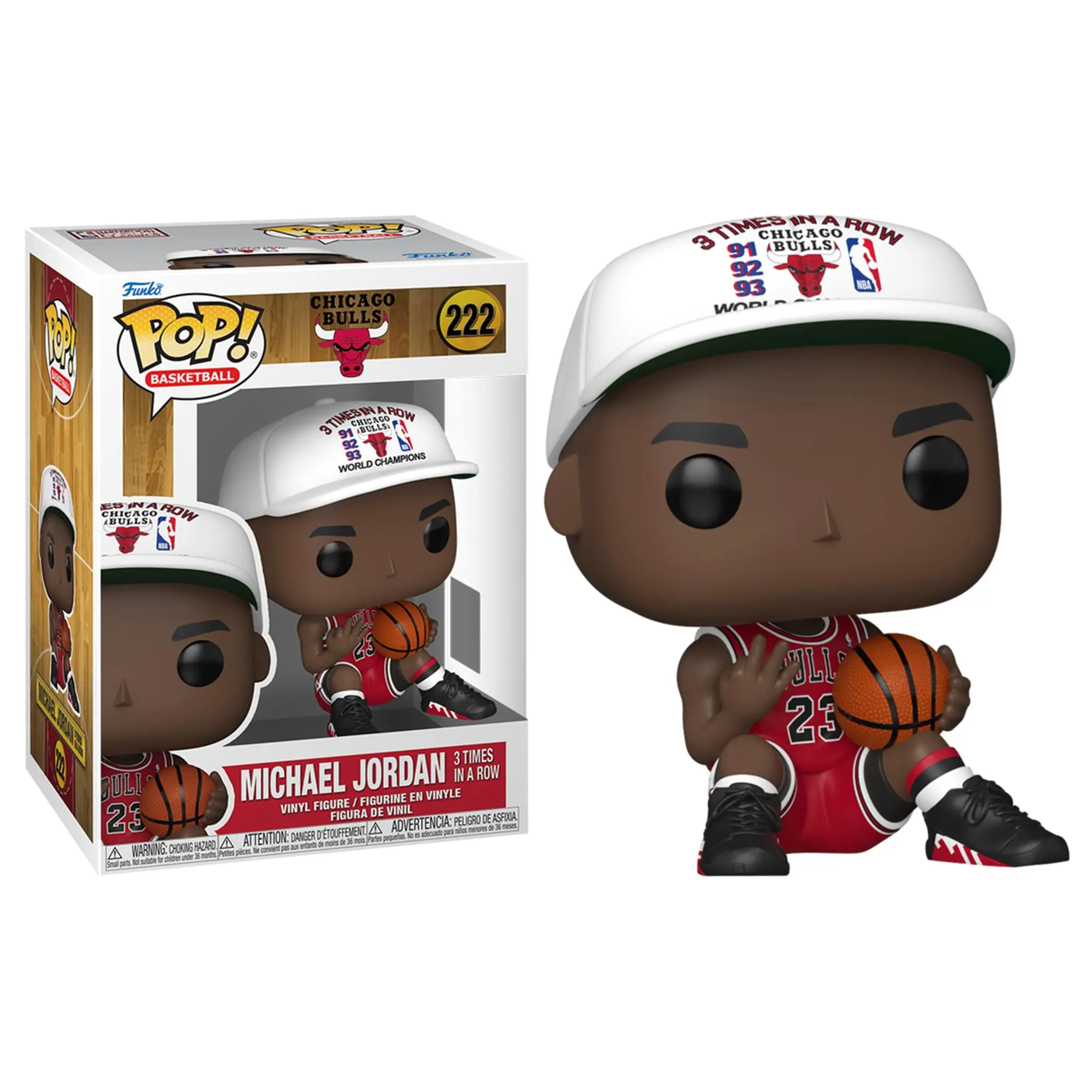 Licensed Vinyl Figurine, Chicago Bulls NBA Funko POP Michael Jordan - 3x In A Row, Vinyl Collectible, Choking Hazard Small Parts For Collecting Enthusiasts