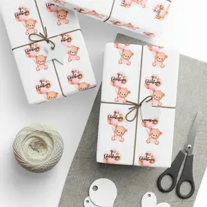Girl First Christmas Balloons - Wrapping Paper - High Definition Print - Glossy Finish - Neatly Rolled for Perfect Delivery