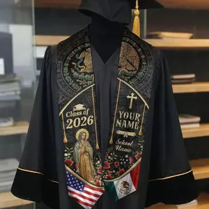 Custom Name & School Mexican Graduation Stole, Mexican Flag Graduation Sash, Mexico Stole Class of 2026, Aztec Pattern Sash Senior Grad Gift