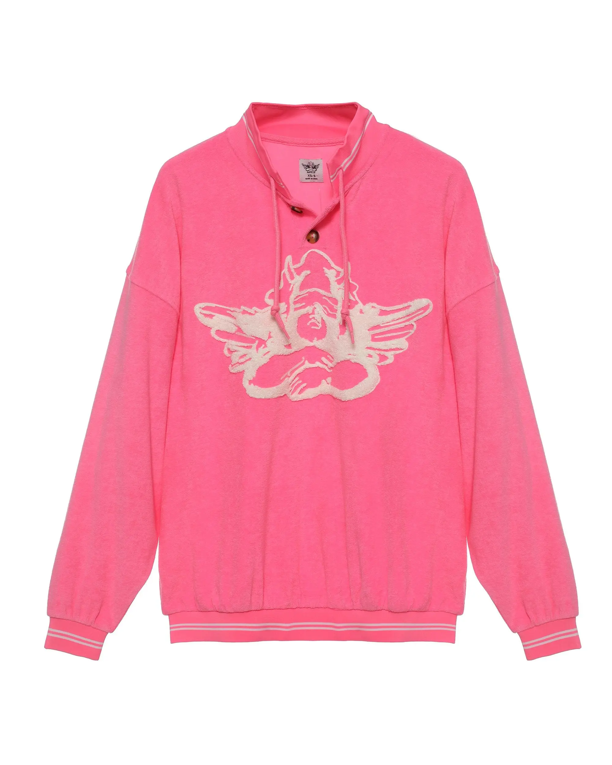 Boys Lie Cherub University Pink Henley Crewneck