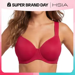 HSIA Joan Comfortzone Plus Size Soft Unlined T-Shirt Minimizer Bra Underwire Full Coverage 1/4 Inch Reducing Effect Seamless Support