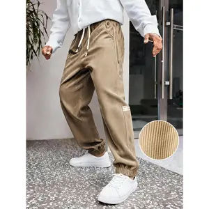 Men's Corduroy Straight-Leg Casual Pants, Loose Textured Fabric Joggers with Soft Comfort, Ideal for Daily Casual, Commute, Dating and Everyday Streetwear