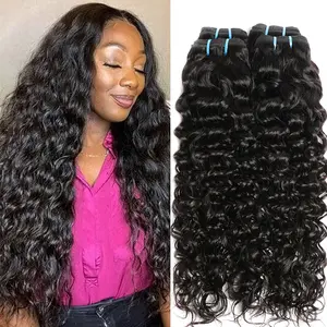 PerisModa Water Wave Bundles 100% Human Hair Natural Brazilian Weaving 1/3/4 Raw Hair Extensions Curly Hair Bundles Wet and Wavy Human Hair Bundles
