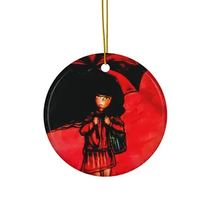 Ceramic Ornament, Little Red Weather Girl Christmas Bauble, Holiday Decoration Gift, Xmas Tree Ornament, Redhead Decor, Weather Lover