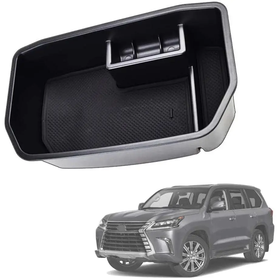 Plastic Center Console Organizer for Toyota Land Cruiser J200, Lexus Lx570 (2008-2021) - Easy Installation, Direct Install, No Modification Needed Plug-In Tray with Armrest Secondary Storage, Phone Holder, Glove Tray Car Interior Accessory, X2 Non-Slip Ru