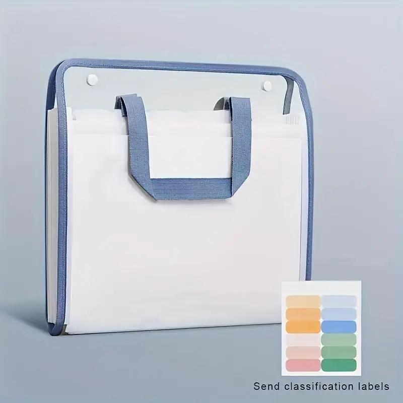 13-Pocket Expanding File Organizer - Durable PVC, Waterproof, Portable A4 Document Holder with Handheld Design for Students, Office, Document Storage | Stylish Document Bag | Waterproof Organizer