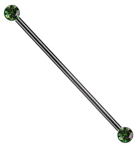Black PVD Bezel Black Aurora CZ Threadless Titanium Industrial Barbell