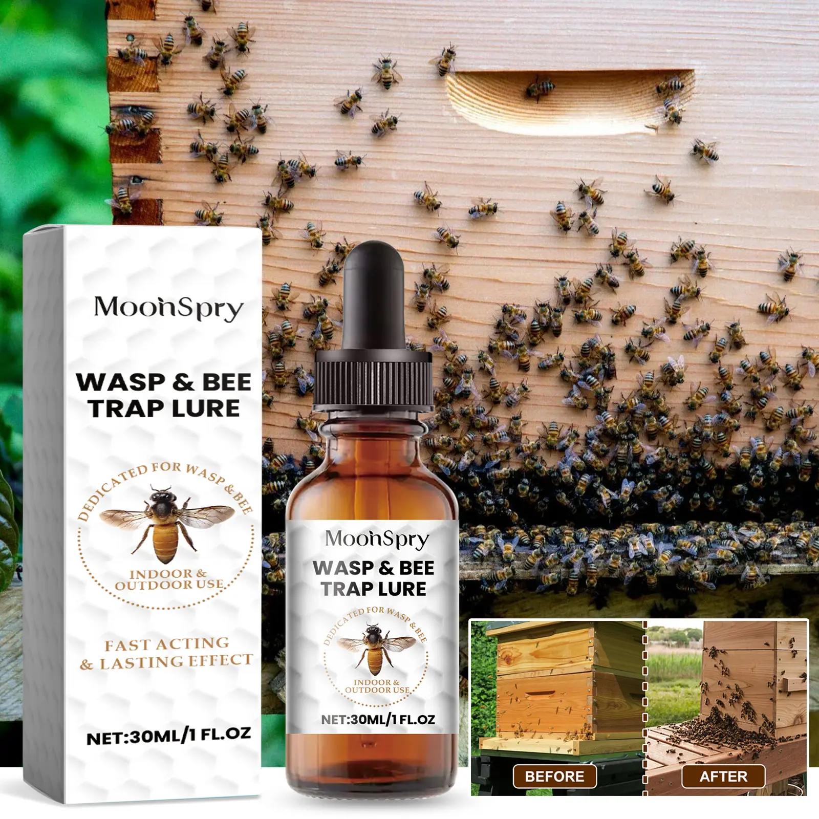 Surj Selection X Moonspry Bee Attractant - Bee Lure for Agriculture, Outdoor Gardening, and Beekeeping,fiddle,leaf,fig,indoor,plant,propagation,,planting,humic,acid,,food enhancer yield,lawn,,peat,moss,organic,strong,root,,Concentrated,Herbicide,cosmetic