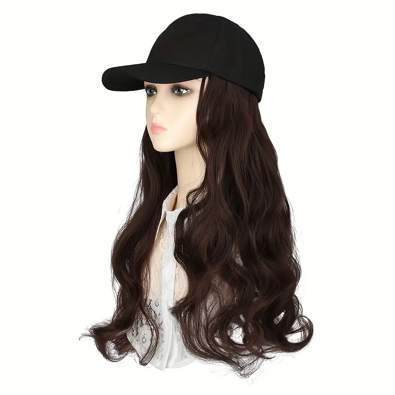 Women's 60cm/24-in Synthetic Hair Full Machine Long Wave Hat Wig - Baseball Cap-Attached All-in-1 Piece, Volume Boost, Quick Styling for Themed Costumes, Baseball Caps, 24 Inch Extensions, Adds Volume, 60Cm/24 Inches, Long Waves, Body Wave
