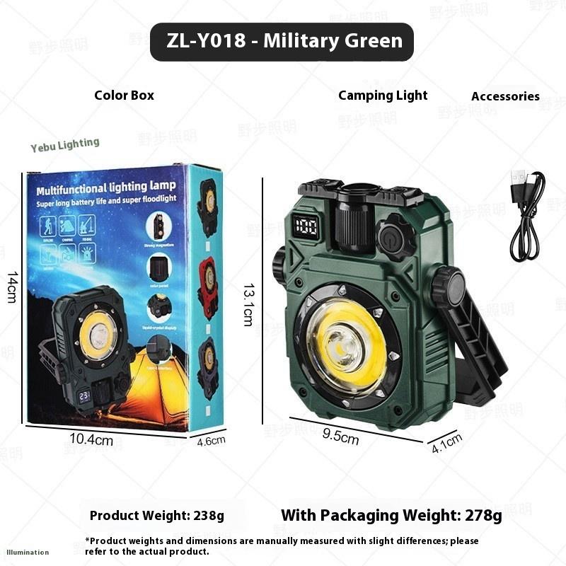 WorkLight Camping Light With Built-in Power Supply, Type-C Rechargeable, Outdoor Light, Multiple Light Sources, Dimming, Emergency Transition, Rainbow Cycle Multi-functional Flashlight.