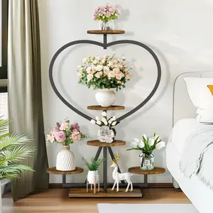 Multilevel Plant Stand: Industrial Style 5-Tiered Planter Display Stand with Heart-shape Multi-layer Flower Rack for Indoor Plants