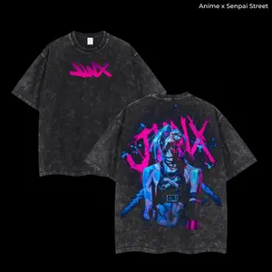 Jinx Arcane Retro Limited Vintage Lightweight Washed Tee with Full Size - Perfect Gift for Game Fans and Lovers