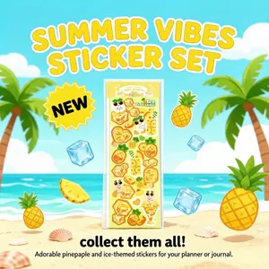 Cartoon Pineapple Ice Cube Stickers, High-Quality Embossed Decals for Scrapbooks, Notebooks, Phone Decorations, Creative DIY Accessories