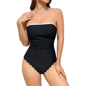 Women's Strapless Tummy Control One Piece Swimsuit 2026 Bandeau Halter Slimming Swimwear